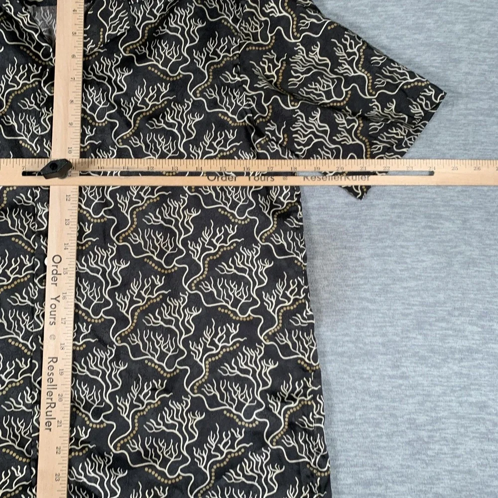 Zara Shirt Mens Small Black Coral Print Viscose Short‎ Sleeve Button Up Casual
